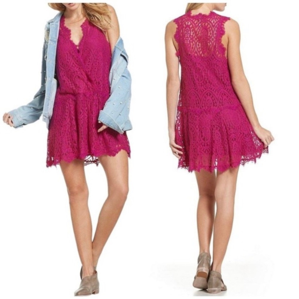 Free People Purple Lace Heart In Two Mini Dress Size Small - Picture 3 of 16